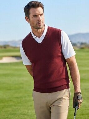 INSERCH Limited Edition Vintage Burgundy Men’s V-Neck Sweater Vest XL